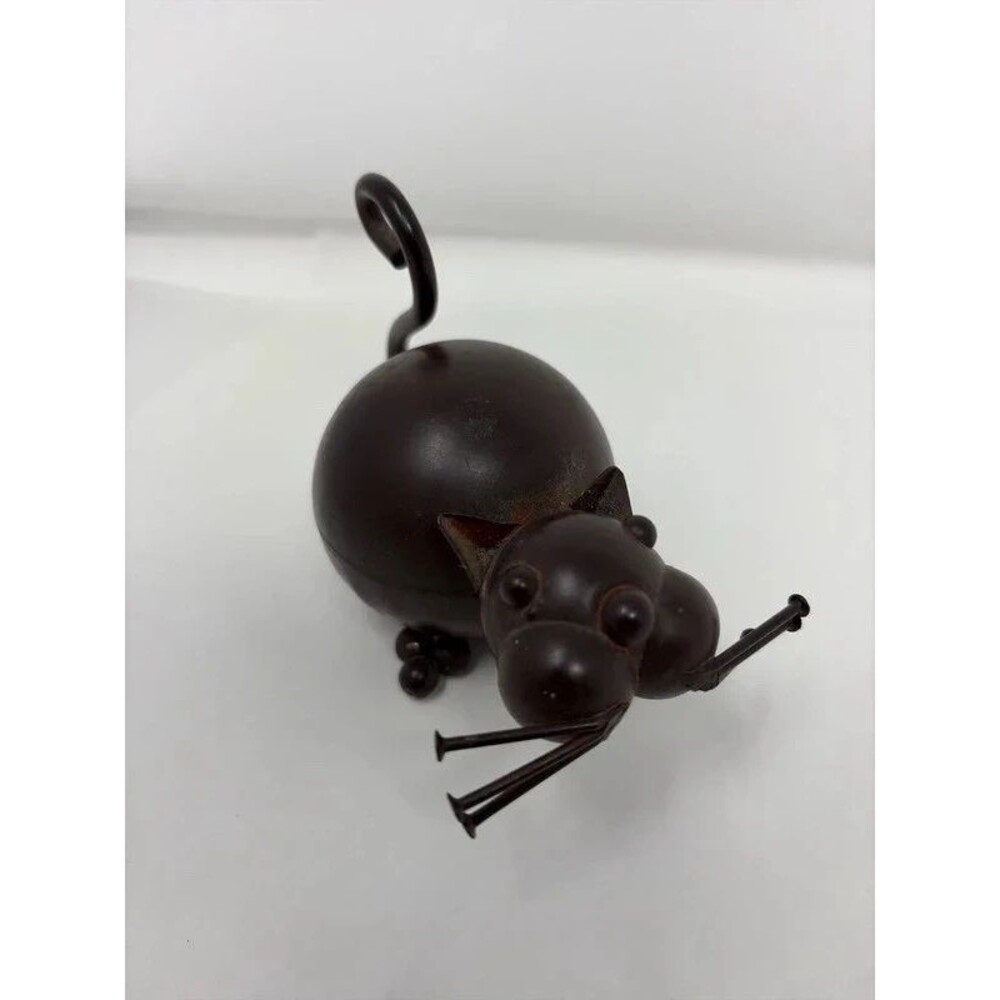 Vintage Heavy Cast Metal Figurine Folk Art cat Statue Decor